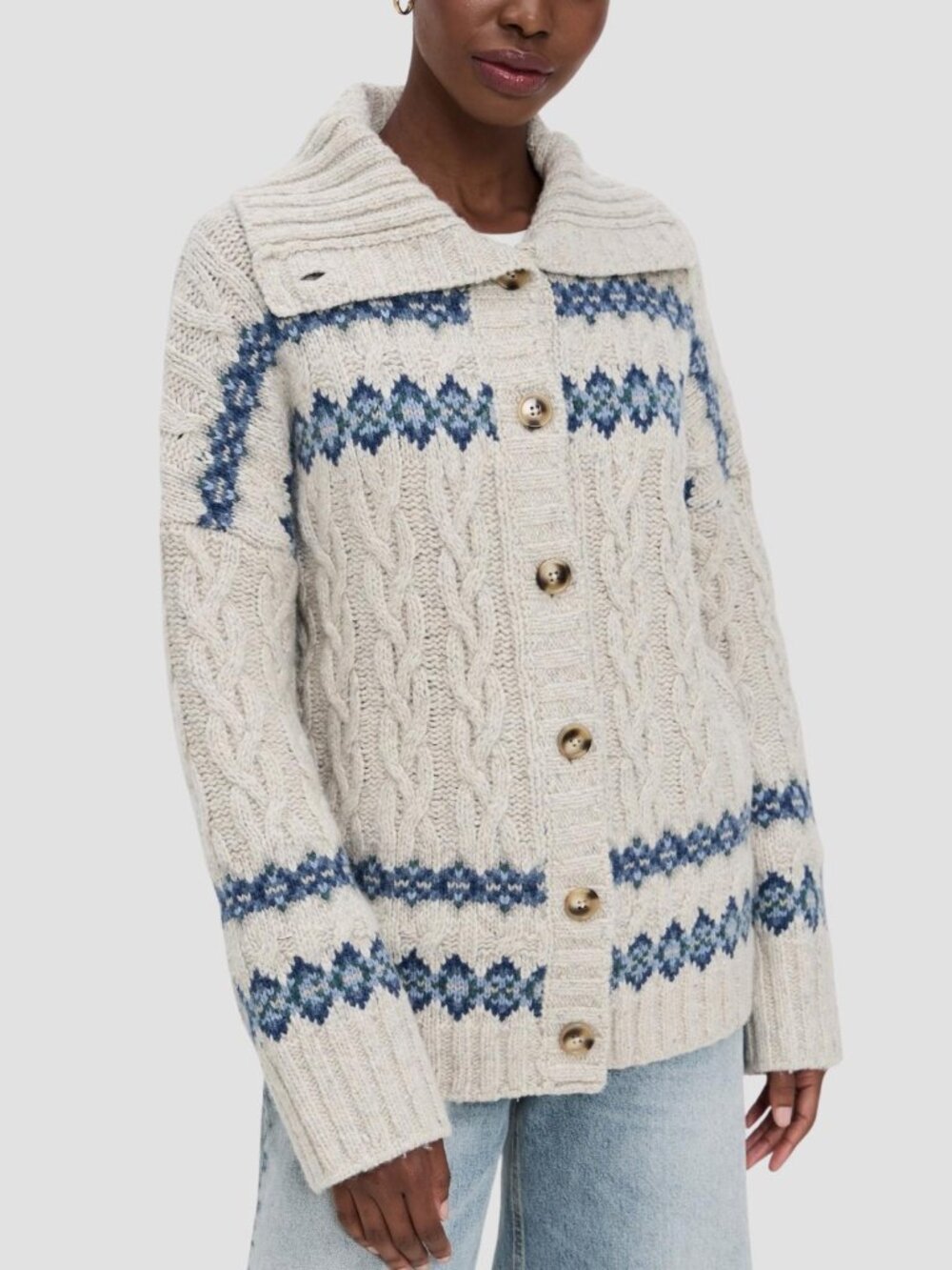 Faherty - Highland Fair Isle Wool Blend Cardigan - Sz M